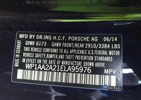 2014 Porsche Cayenne Platinum Edition z USA, uszkodzony, nr VIN WP1AA2A21ELA95976